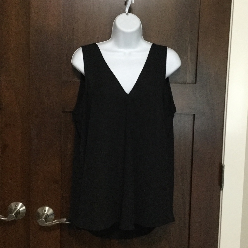 V Neck Drape Front Sleeveless Blouse